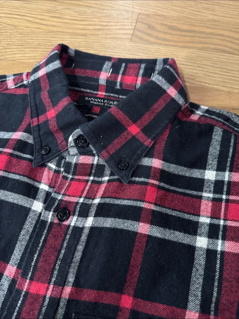 Banana Republic Black and Pink Plaid Button-Up Shirt